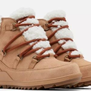 NEW Sorel Evie Cozy Lace Boot Size 9.5 Tawny Buff/ Wood